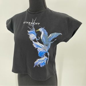 Givenchy Black Tee with Blue Phoenix Graphic. Fits small woman